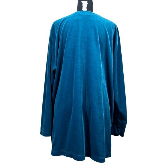 Liz Baker Essentials Teal Blue Velvet Long Sleeve Round Neck Top Size 3X - Picture 3 of 7